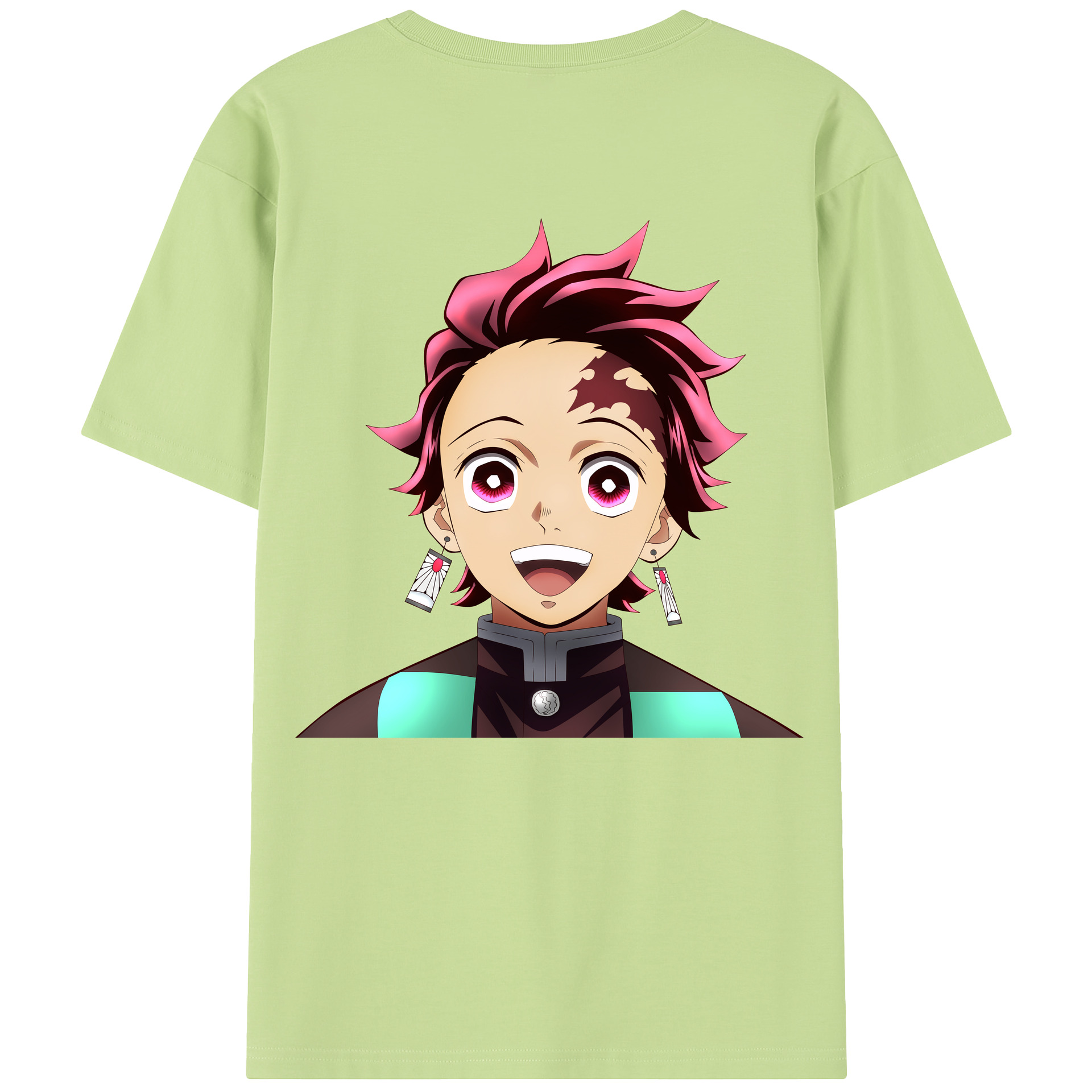 （画像用） 鬼滅の刃 竈門 炭治郎／かまど たんじろう Kamado Tanjirou 綿100％半袖Tシャツ（背面プリント）